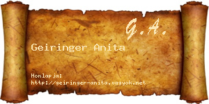 Geiringer Anita névjegykártya